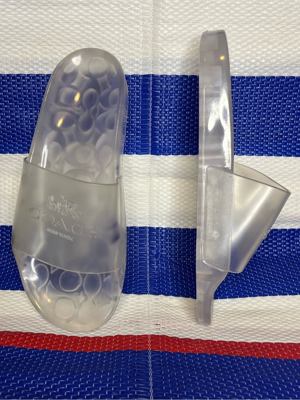 COACH Signature Monogram Crystal Clear Jelly Sandals Slides Women’s Size 7.5 - Picture 3 of 9